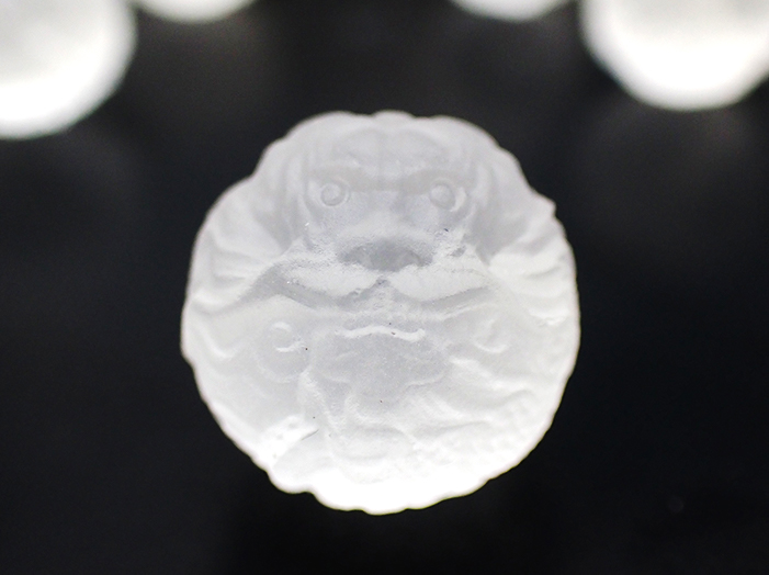 天然石彫刻　水晶浮かし彫り龍ビーズ（１粒） 15mm