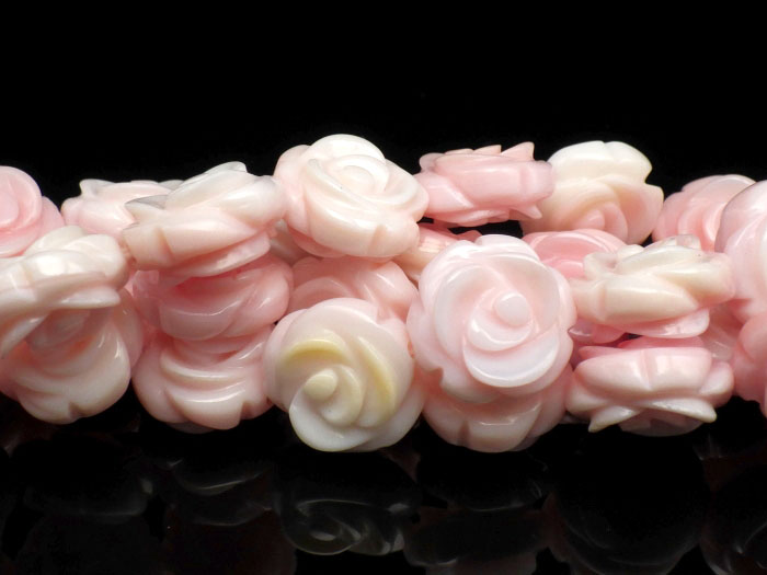薔薇彫刻ビーズ（両面仕上げ） クイーンコンクシェルSA 4粒セット