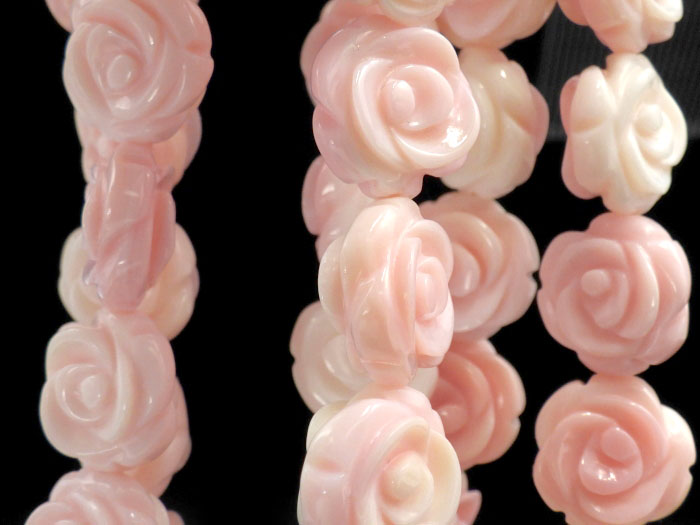 薔薇彫刻ビーズ（両面仕上げ） クイーンコンクシェルSA 4粒セット