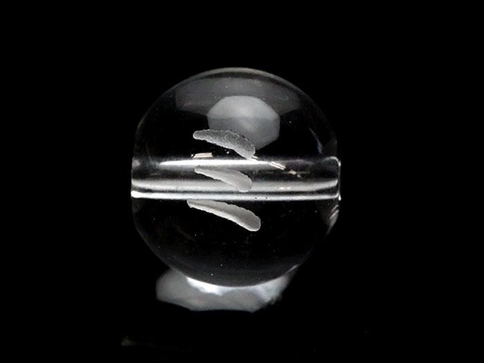 カタカナ彫りビーズ　「ミ」　水晶 1粒 〈k〉 8mm