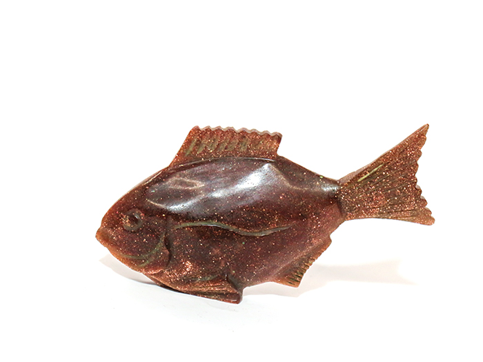 カービング　昭和の名工品166　ゴールドストーン　魚