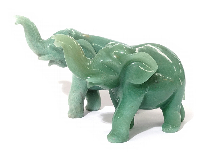 カービング　昭和の名工品185　グリーンクォーツァイト　象（大サイズ）